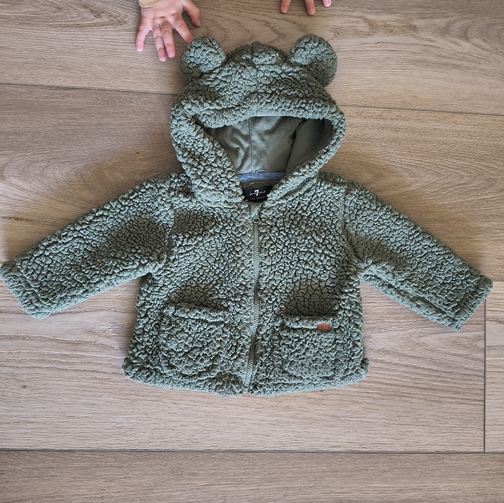 7 For All Mankind Green Sherpa Jacket with Ears